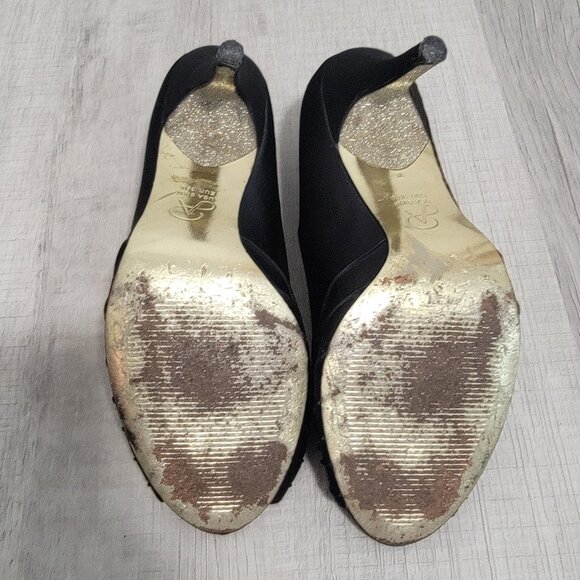 Adrianna Papell Black Satin peep toe heels - Picture 6 of 8